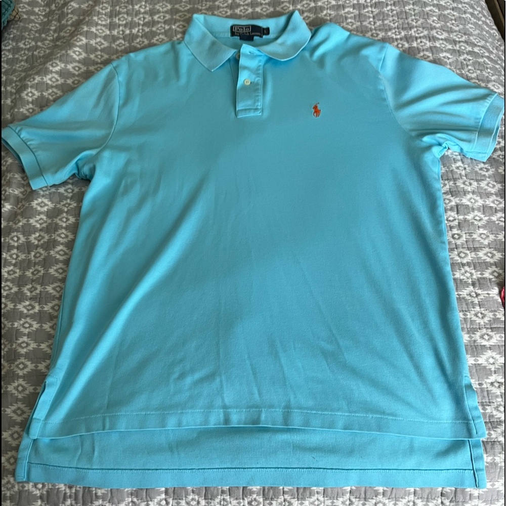 Aqua Blue Ralph Lauren Polo Shirt!  Size L